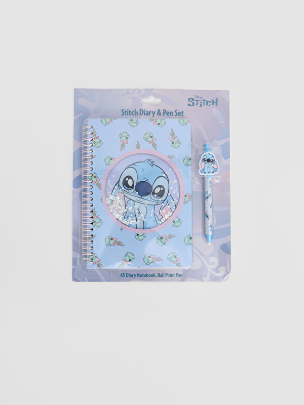 LCW JOY Stitch Figured Sticker Notebook And Pen Set