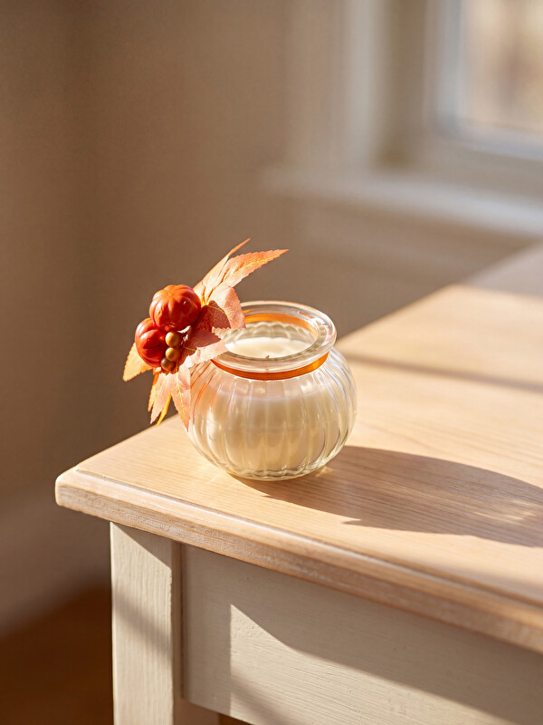 LCW HOME Pumpkin Figured Glass Jar Candle