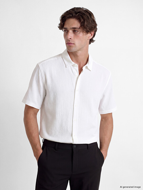 LCW Vision Regular Fit Crinkle Fabric Men's Shirt