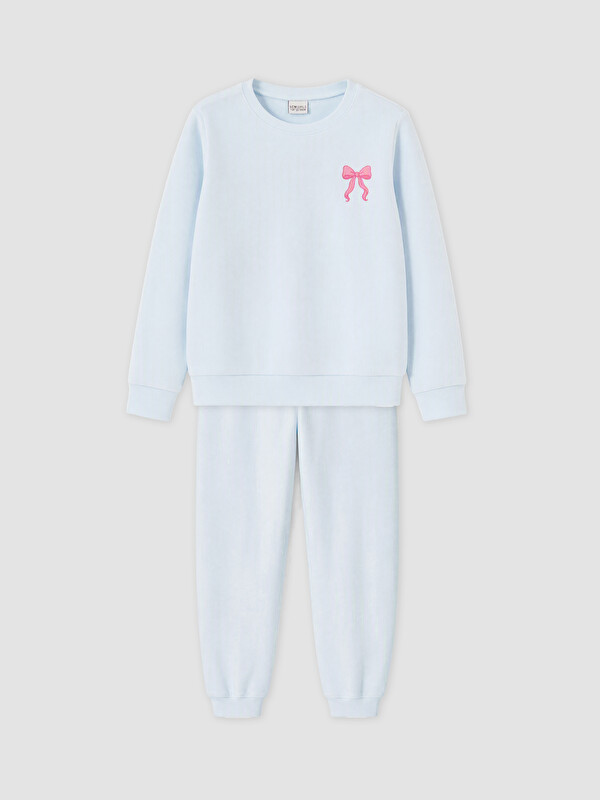 LCW Kids Nakışlı Kız Çocuk Polar Pijama Takımı