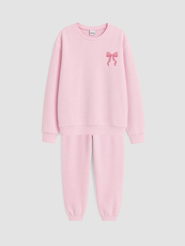 LCW Kids Velvet Crew Neck Girls' Pyjamas Set