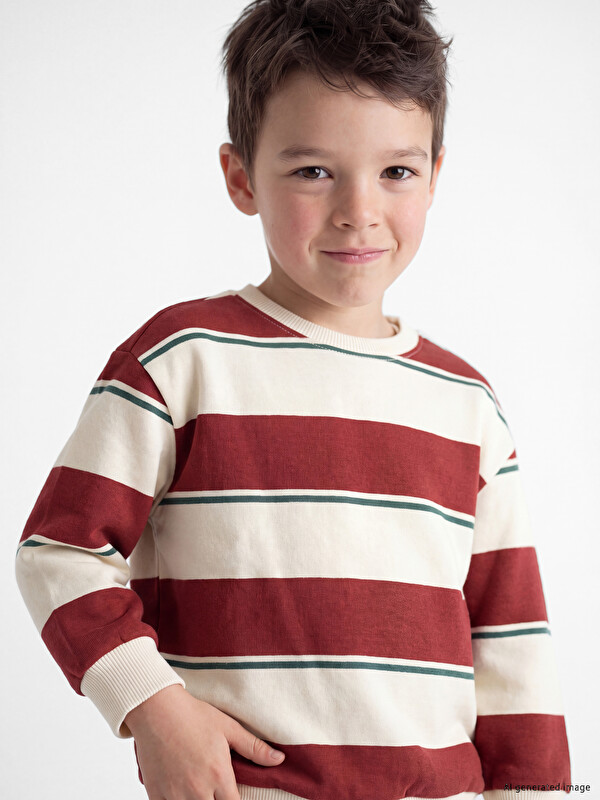 LCW Kids Striped Boys' Thick Sweatshirt