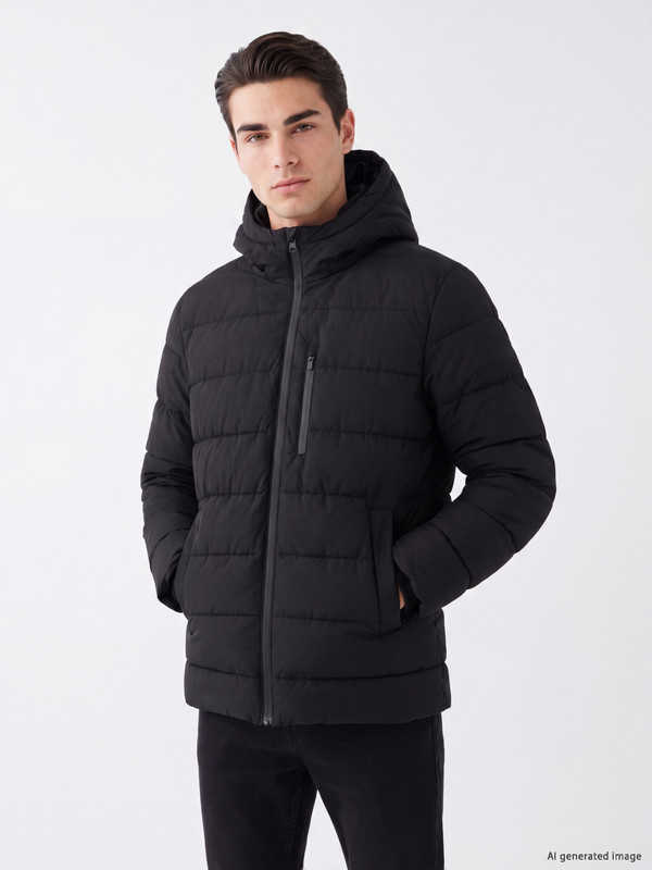 LCWAIKIKI Classic Regular Fit Kapüşonlu Erkek Mont
