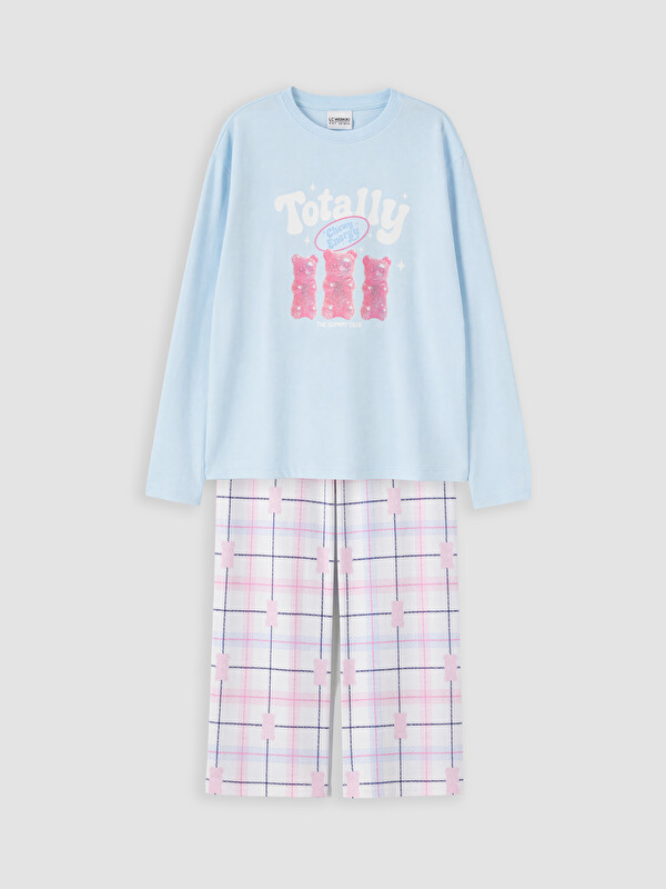 LCW Kids Bisiklet Yaka Kız Çocuk Pijama Takım