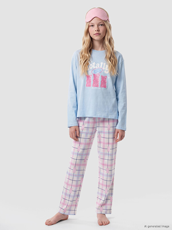 LCW Kids Crew Neck Girls' Pyjamas Set