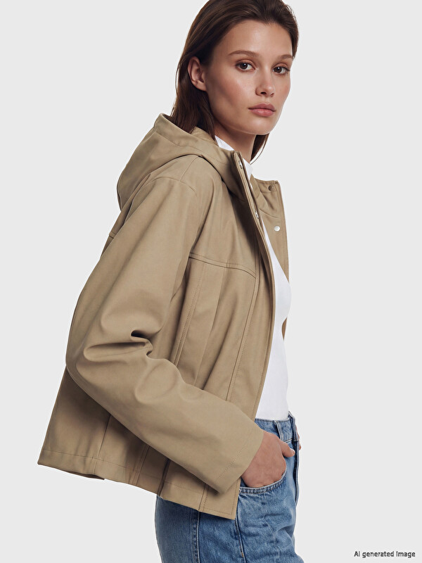 LCW Modest Kapüşonlu Oversize Kadın Yağmurluk