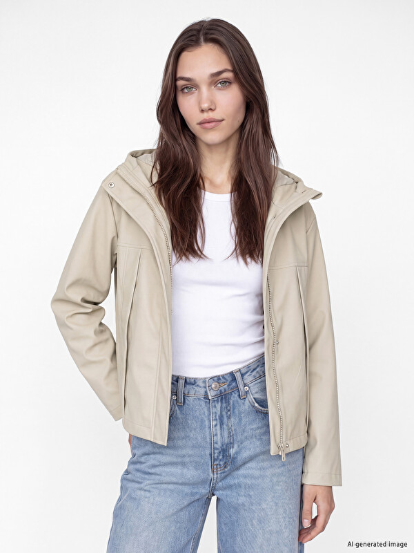 LCW Modest Kapüşonlu Oversize Kadın Yağmurluk