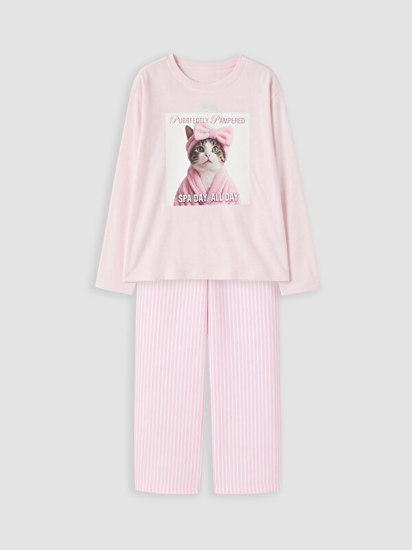 LCW Kids Baskılı Kız Çocuk Pijama Takımı