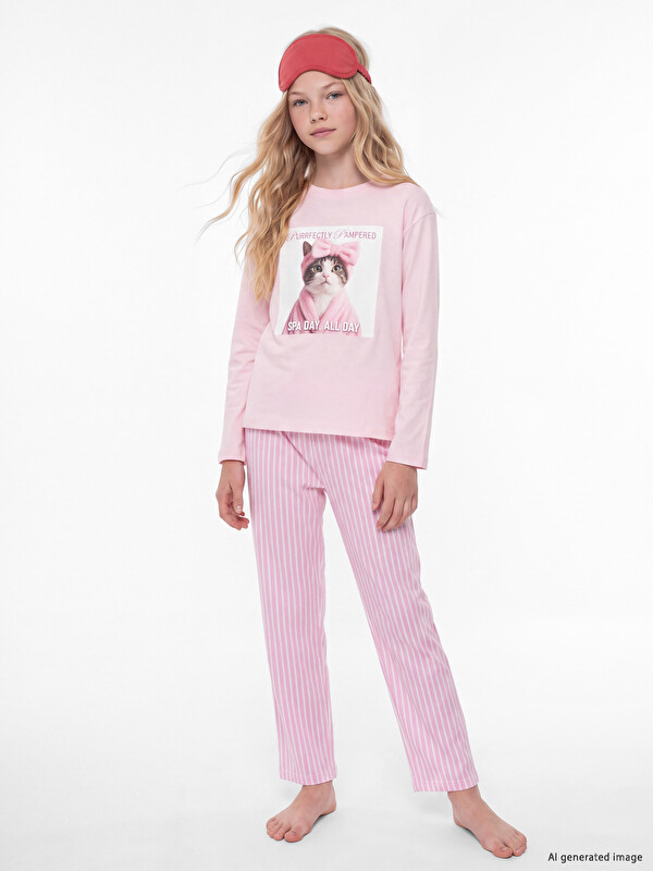 LCW Kids Printed Girls' Pyjamas Set
