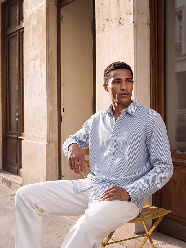 SOUTHBLUE Regular Fit Çizgili Oxford Erkek Gömlek