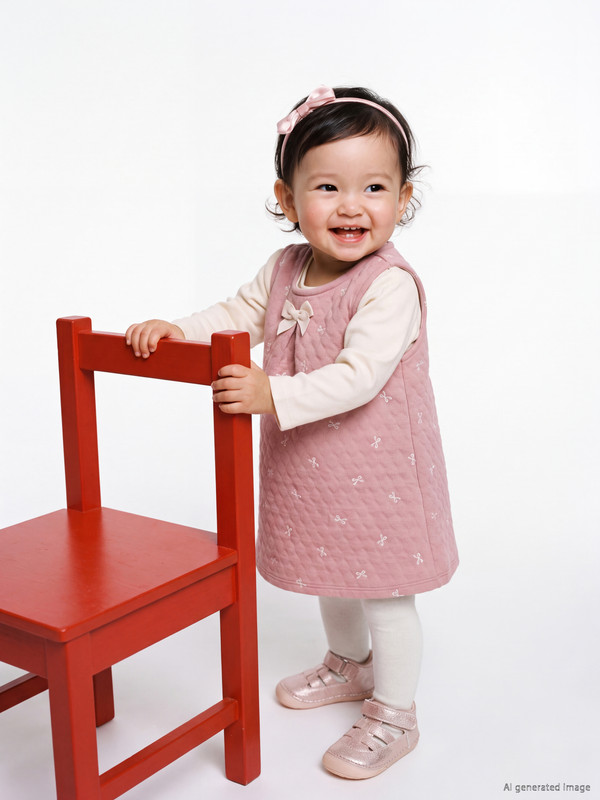 LCW baby Embroidered Baby Girls' Quilted Dress