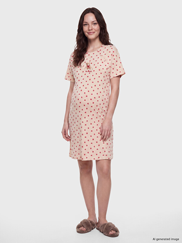LCW DREAM Crew Neck Embroidered Women's Nightdress