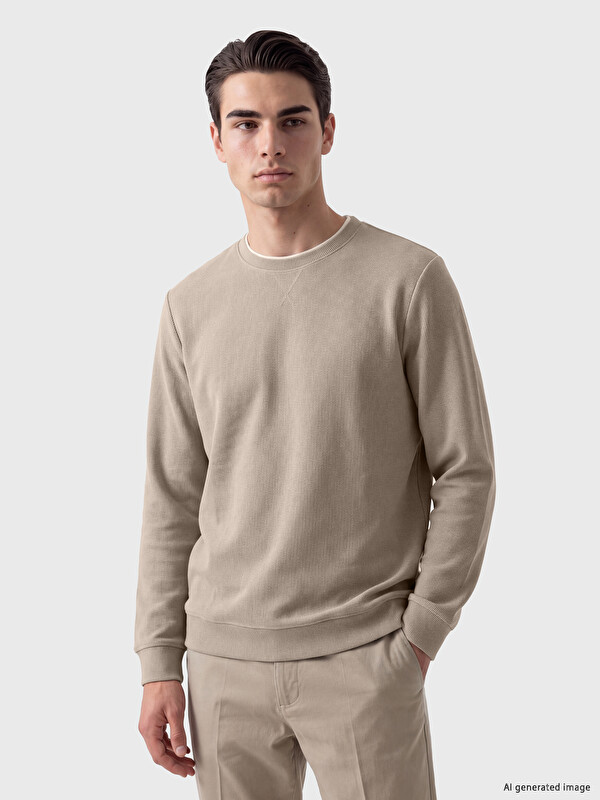 LCWAIKIKI Classic Bisiklet Yaka Erkek Sweatshirt