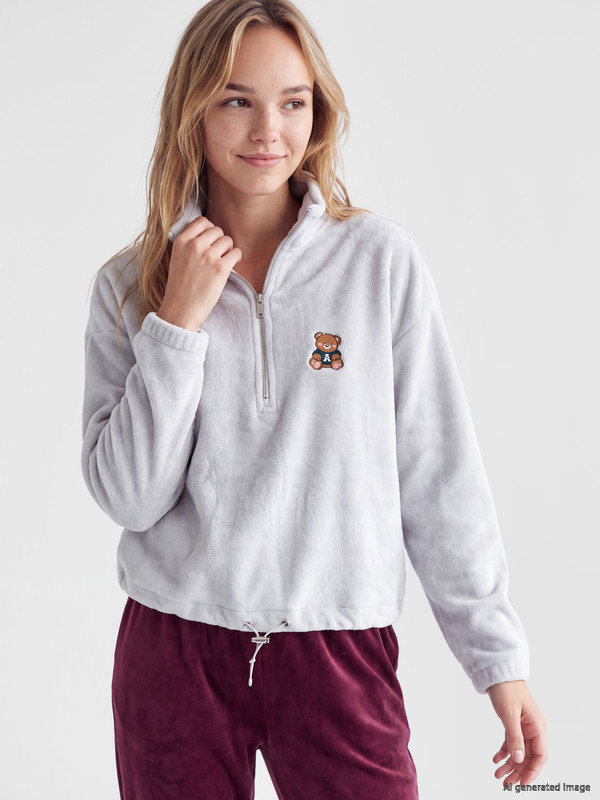 LCW Young Atı Teddy Nakışlı Kadın Pijama Üst