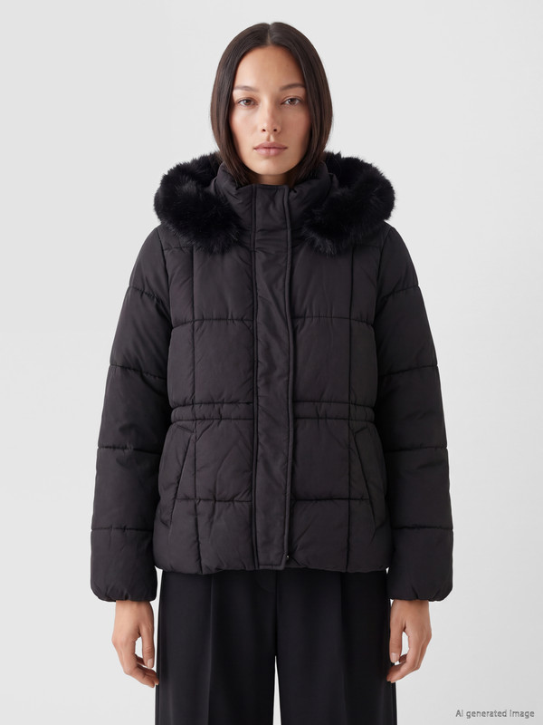 LCW EVERYDAY Woman Black Puffer Coat