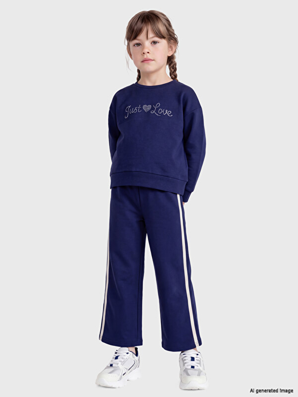 LCW Kids Rhinestone Embellished Girls' Soft Touch Set
