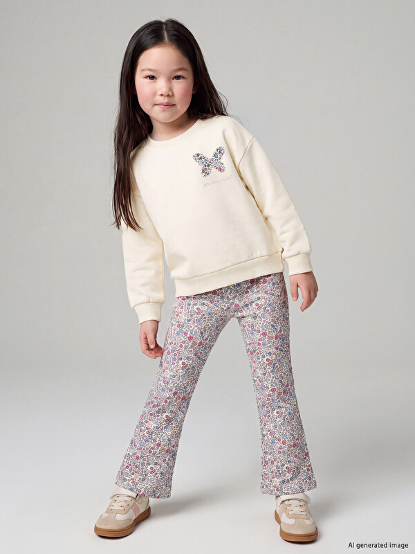 LCW Kids Crew Neck Printed Girls' Thick Set