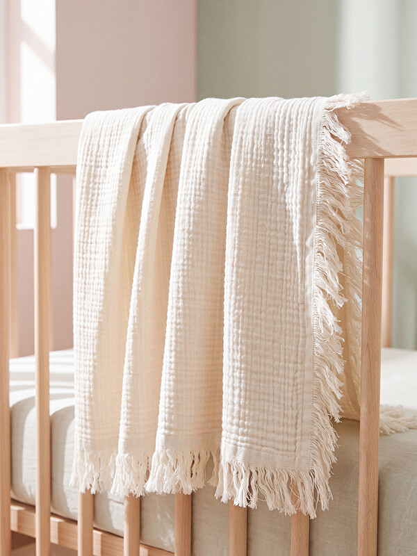 LCW baby Муслиновый плед с кисточками для малышек девочек 100x100 см
