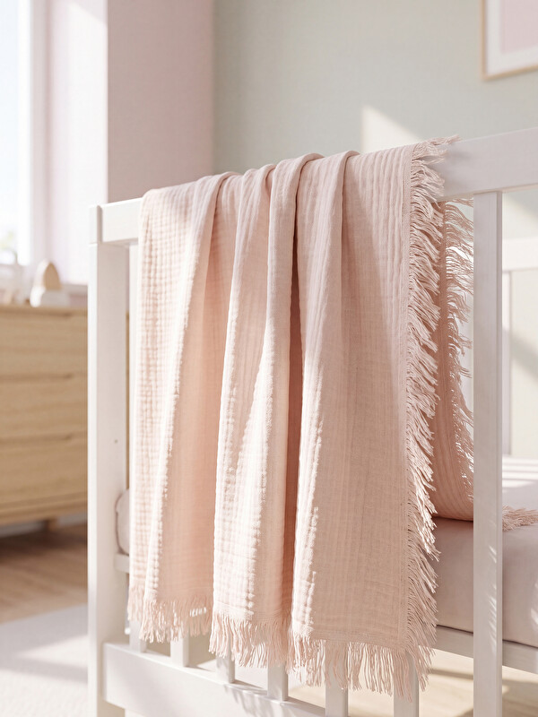 LCW baby Муслиновый плед с кисточками для малышек девочек 100x100 см