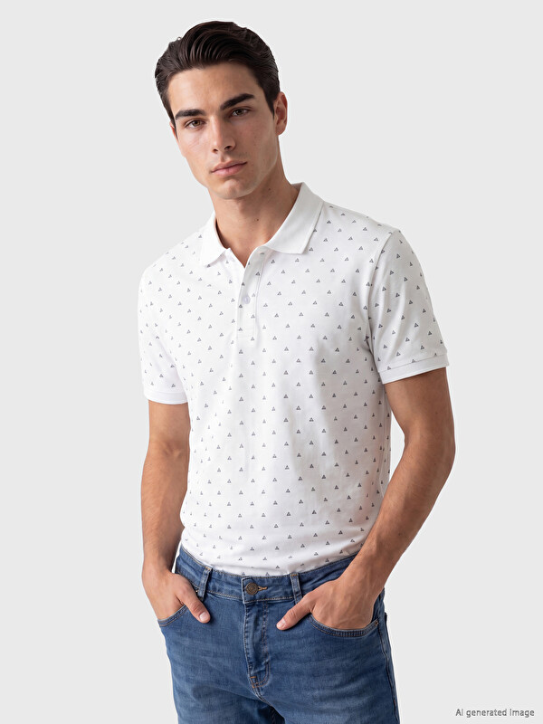 LCWAIKIKI Classic Standard Fit Polo Collar Printed Pique Men's T-Shirt