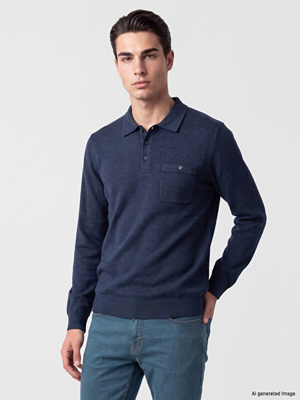 LCWAIKIKI Classic Polo Collar Men's Knitwear Sweatshirt