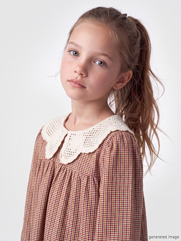 LCW Kids Peter Pan Collar Plaid Girls' Gabardine Dress