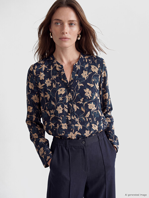 LCW Grace Notch Neck Patterned Blouse