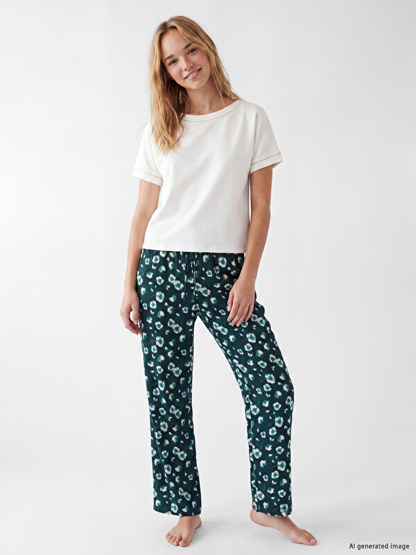 LCW DREAM Elastic Waist Floral Women's Pyjamas Bottom