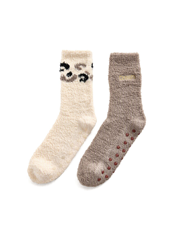 LCW DREAM Patterned Non-Slip Sole Women's Home Socks 2 Pack