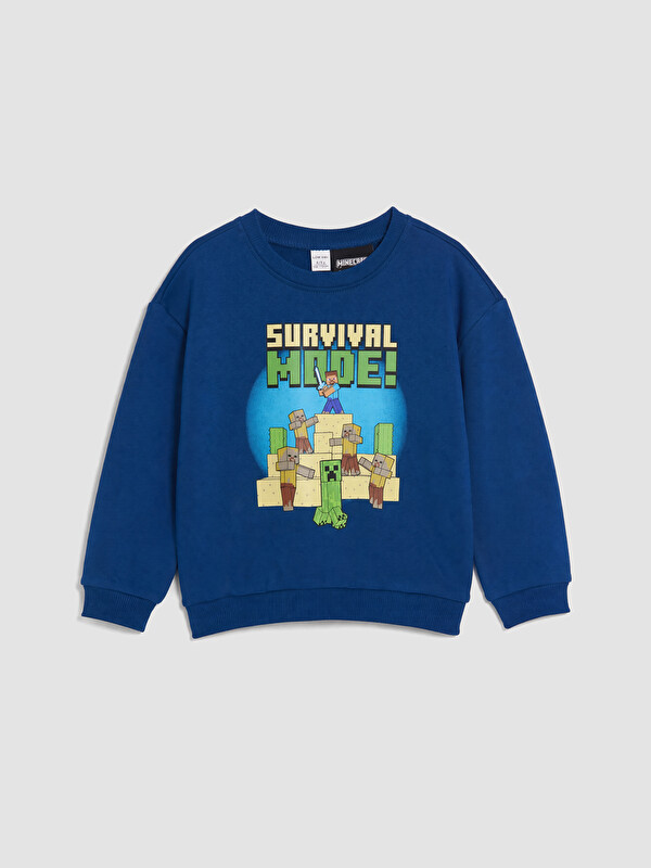 LCW Kids Minecraft Baskılı Erkek Çocuk Sweatshirt