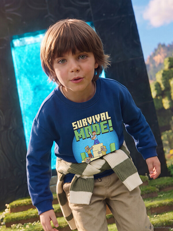 LCW Kids Minecraft Printed Boys' Sweatshirt