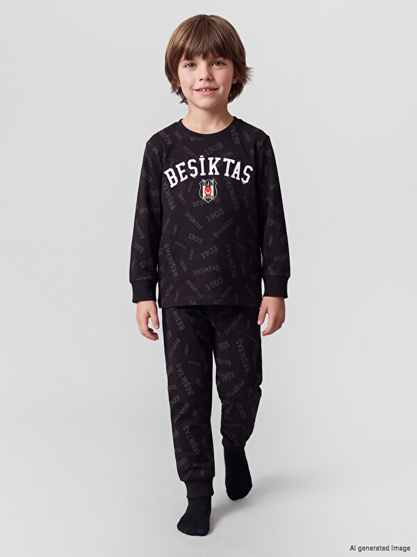 LCW Kids Beşiktaş Baskılı Erkek Çocuk Pijama Takım