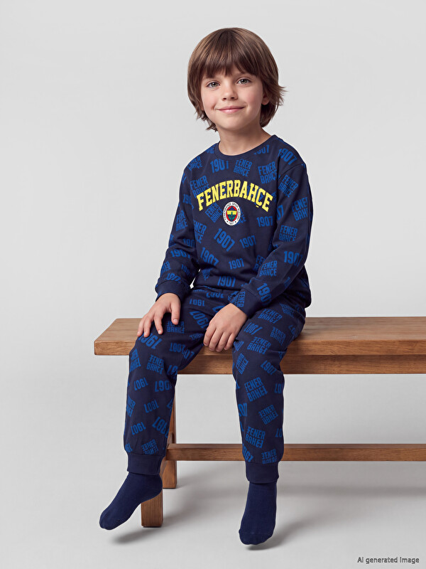 LCW Kids سێتی بیجامەی کوڕان بە قۆڵ درێژی Fenerbahçe