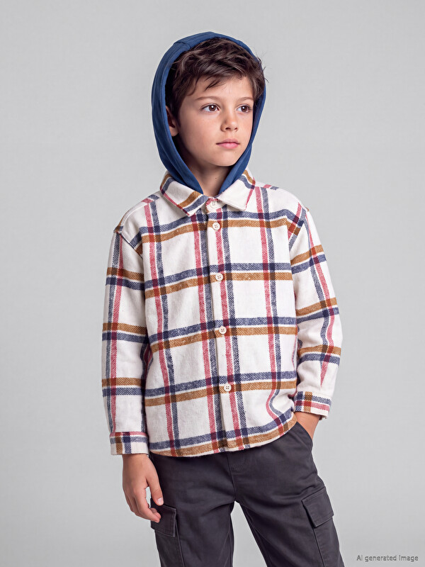 LCW Kids Chemise à capuche en sergé écossais pour garçon