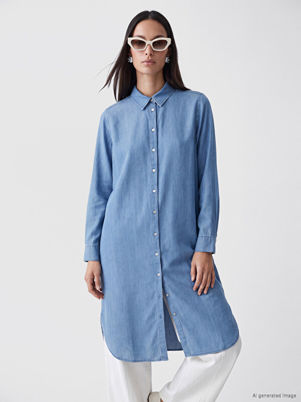 LCW EVERYDAY Collared Neck Women's Jean Tunic