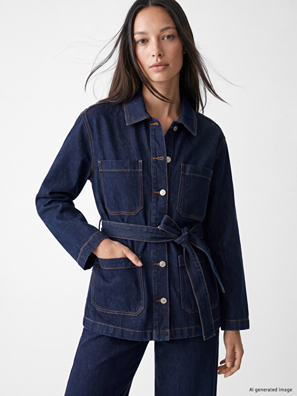 LCW EVERYDAY Kuşaklı Kadın Jean Ceket