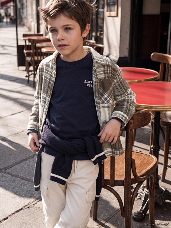 LCW Kids Plaid Patterned Gabardine Boys' Shirt
