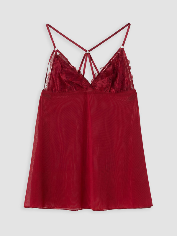 LCW DREAM V Yaka İp Askılı Dantel Detaylı Babydoll