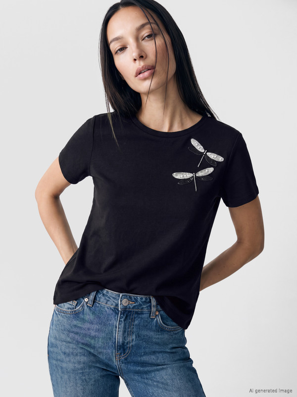 LCW EVERYDAY Tricou pentru femei cu paiete, atingere fină