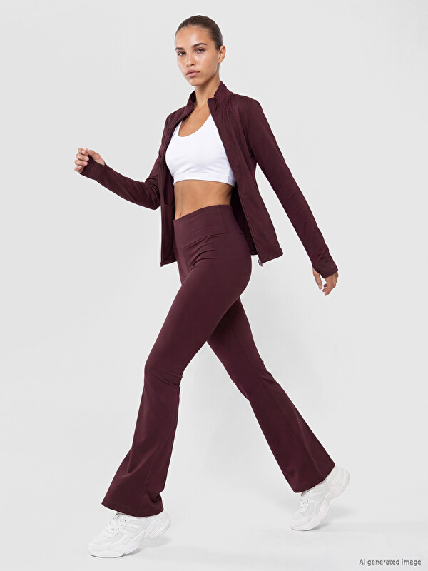 KOOR SPORT Elastic Waist Flare Women's Sport Leggings