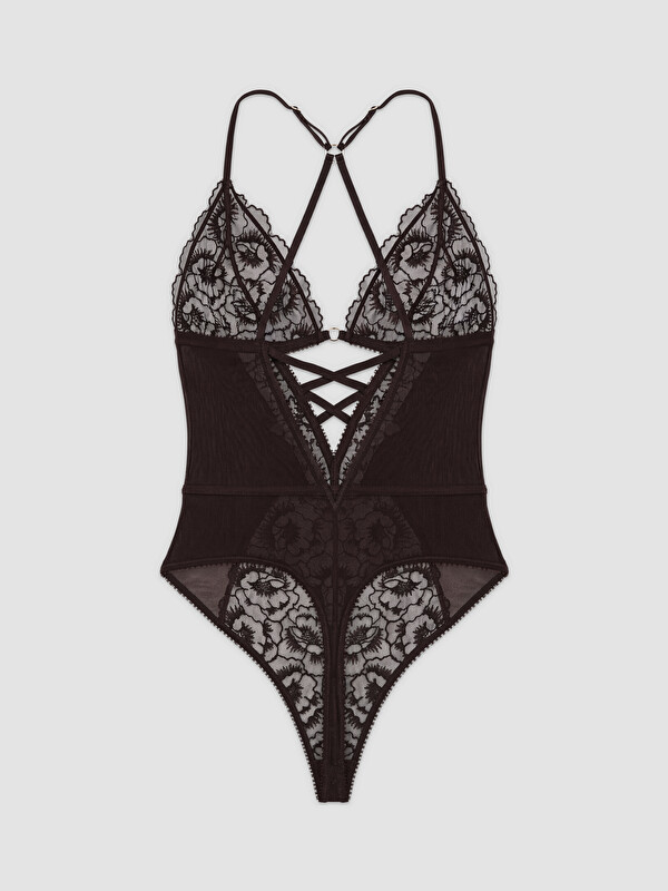LCW DREAM V Yaka Nakışlı Brode Bodysuit