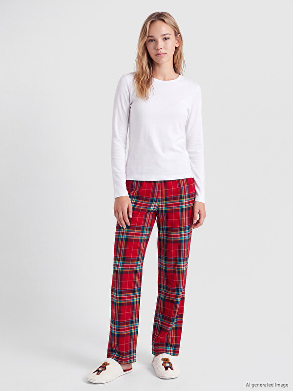 LCW DREAM Ekose Desenli Kadın Polar Pijama Alt