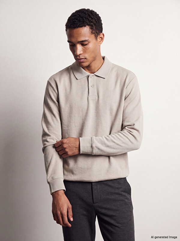 LCW Vision Polo Collar Men's Sweatshirt