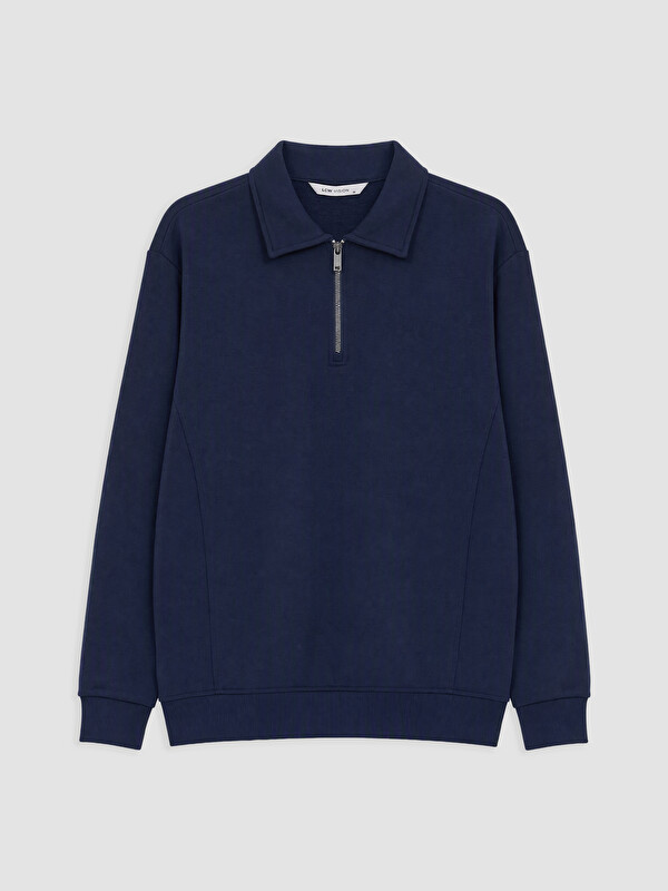 LCW Vision Polo Yaka Erkek Kalın Sweatshirt