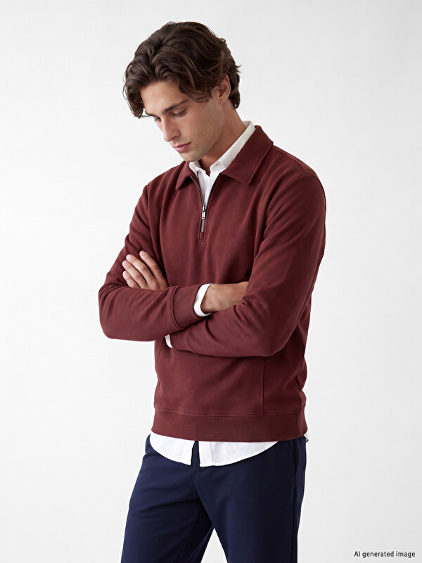 LCW Vision Polo Collar Men's Sweatshirt