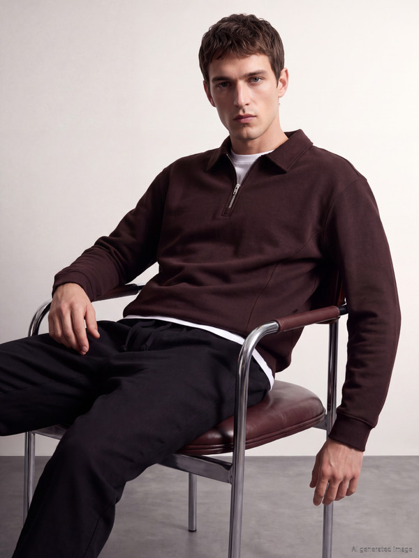 LCW Vision Polo Collar Men's Thick Sweatshirt