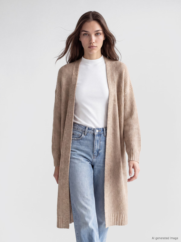 LCW Modest Strickjacke mit Schalkragen Oversize Damen Strickwaren Cardigan
