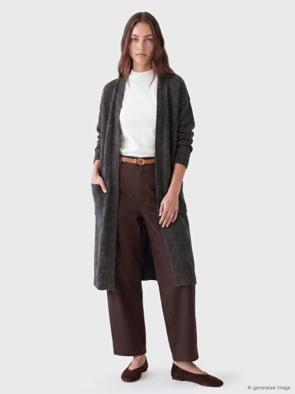 LCW Modest Shawl Collar Women's Knitwear Cardigan