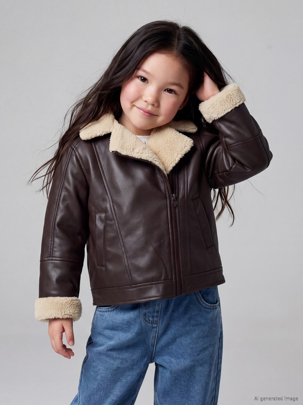 LCW Kids Fur Collar Girls' Thin Coat