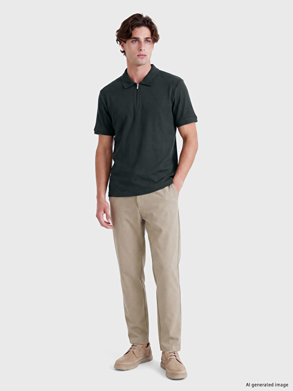 LCW Vision Tricou Polo cu Guler din Tricot Striat pentru Bărbați